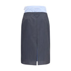 Gray Cotton Midi Skirt