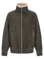 Gray Lamb Leather Leather Jacket