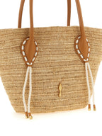 Beige Raffia Tote Bag