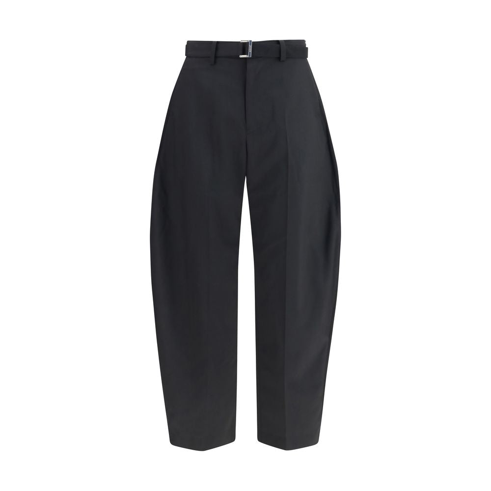 Black Polyester Casual Pants