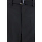 Black Polyester Casual Pants