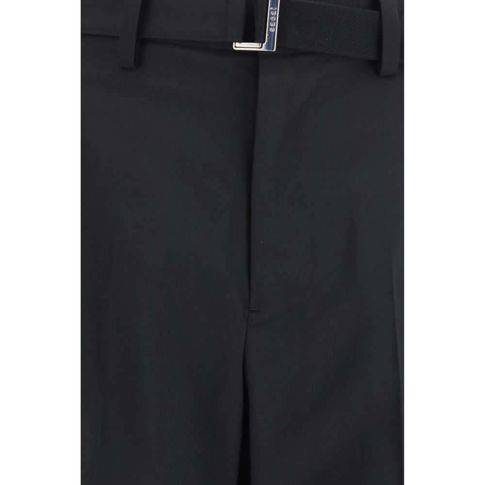 Black Polyester Casual Pants