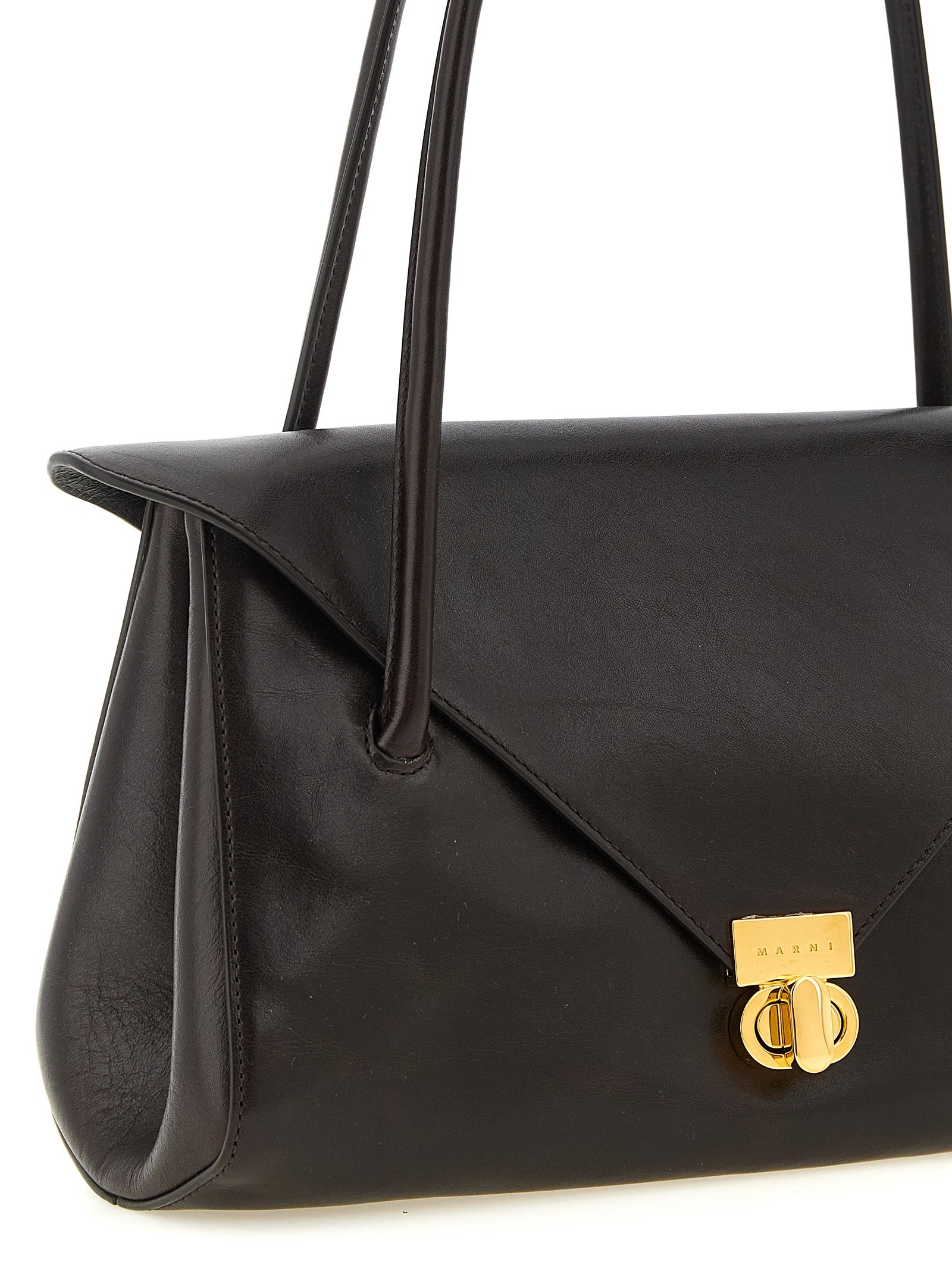 Brown Calfskin Shoulder Bag