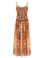 Multicolor Silk Midi Dress