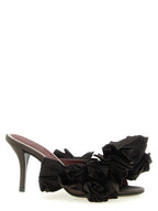 Brown Viscose Stiletto Heel Sandals