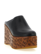 Black Calfskin Wedge Sandals
