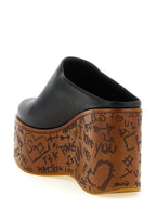 Black Calfskin Wedge Sandals