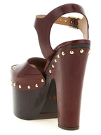 Bordeaux Lamb Leather Stiletto Heel Sandals