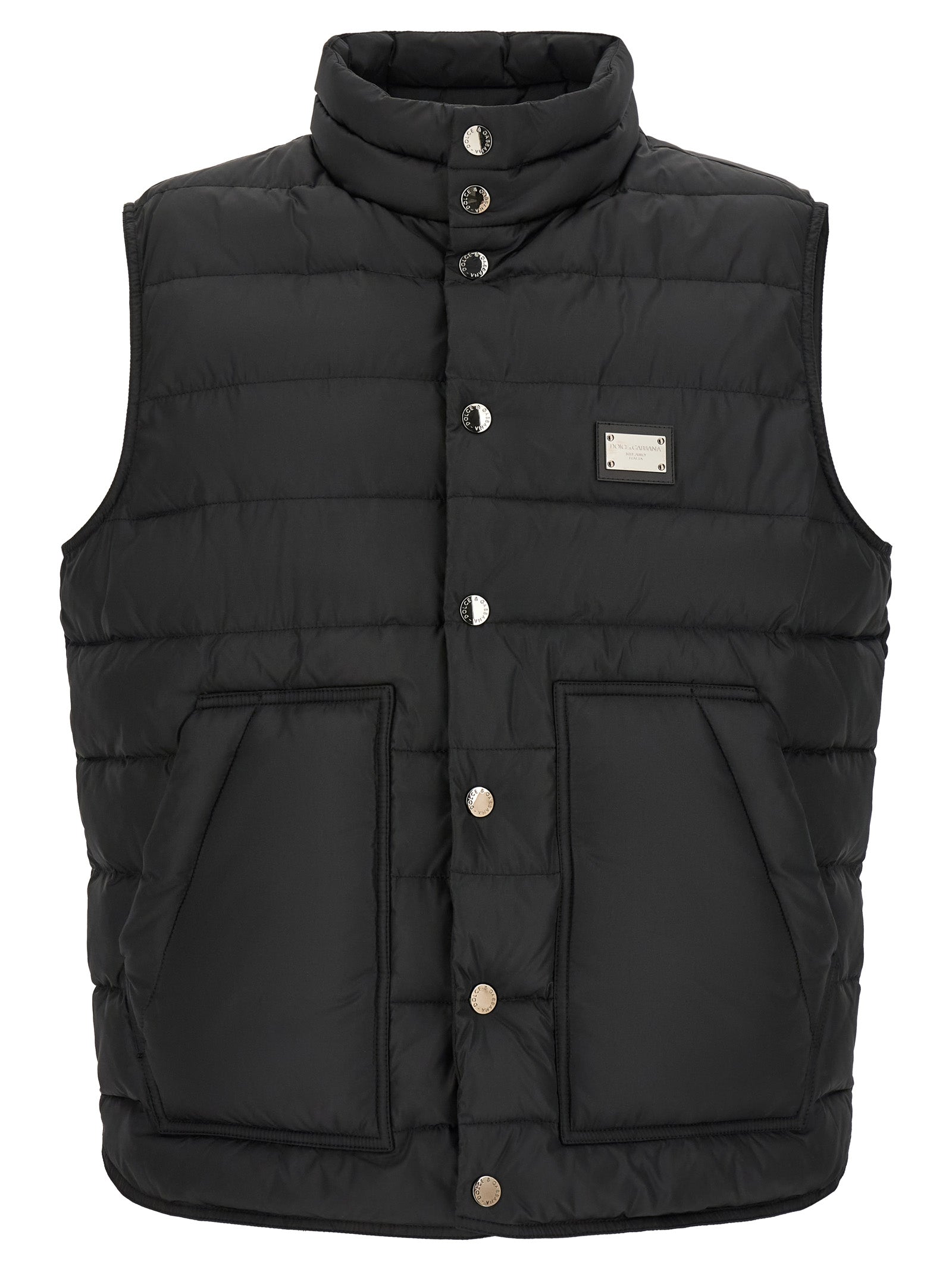 Black Polyester Sleeveless Jacket