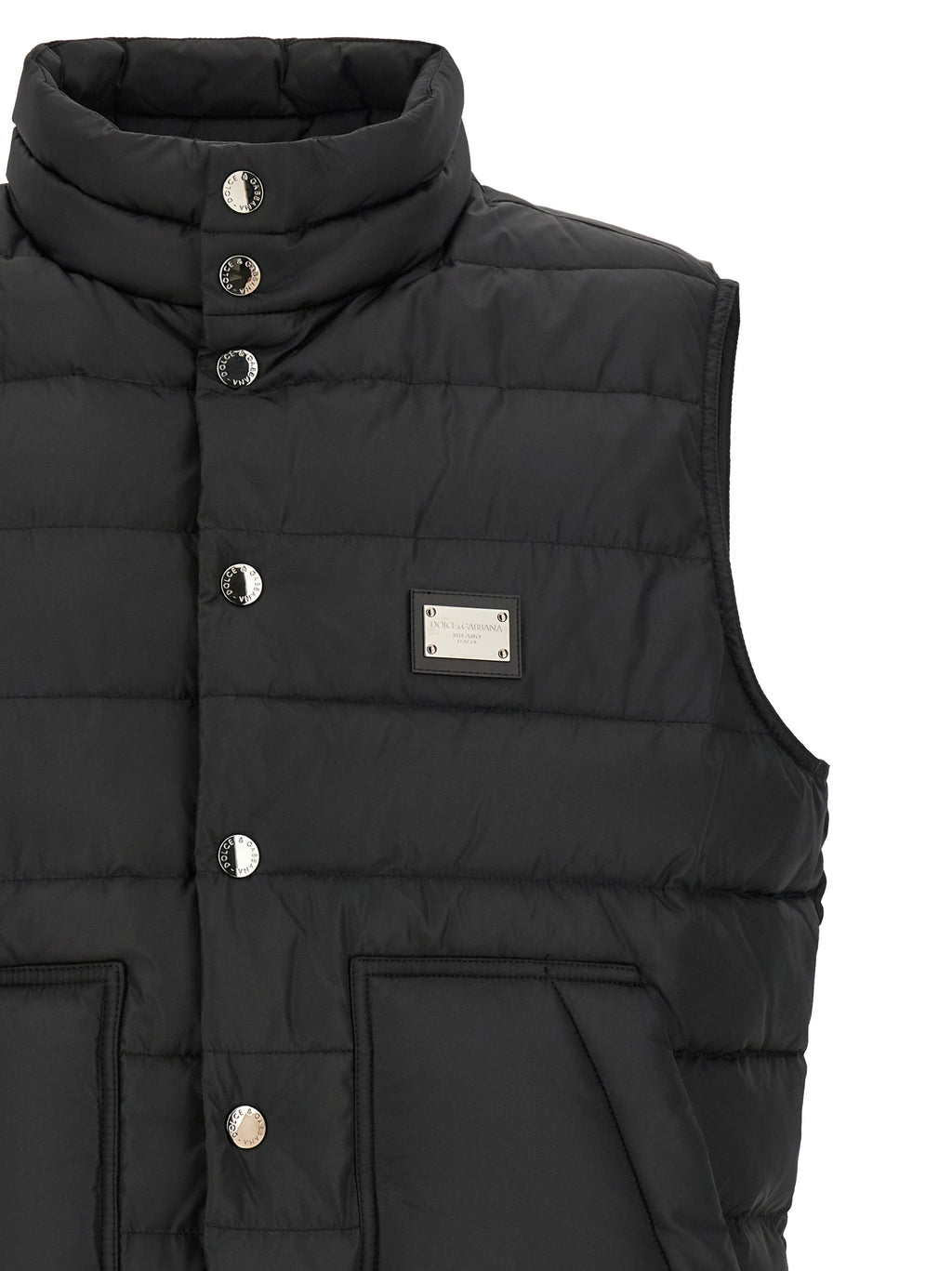 Black Polyester Sleeveless Jacket
