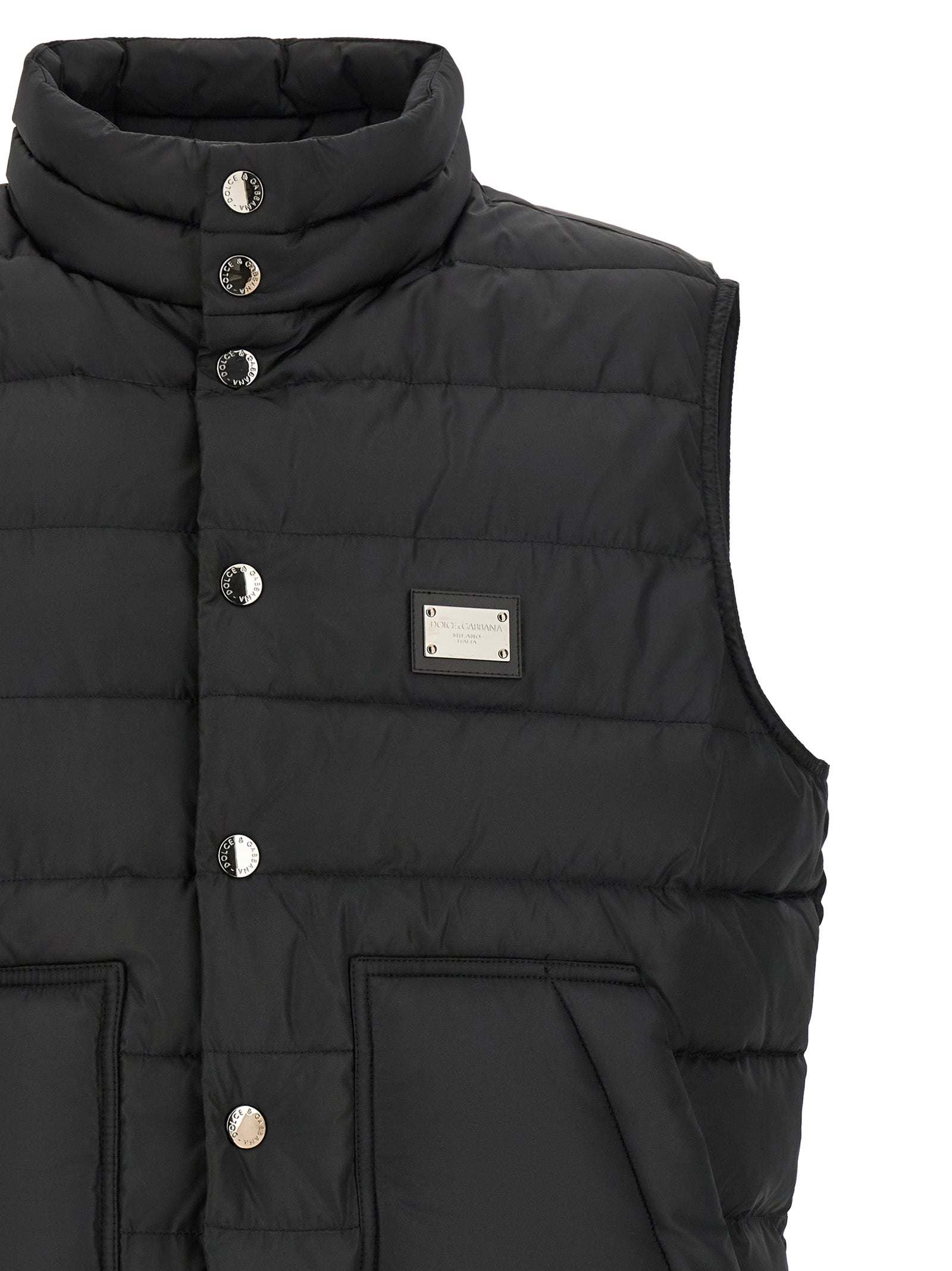 Black Polyester Sleeveless Jacket