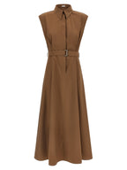 Brown Cotton Midi Dress
