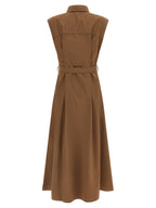 Brown Cotton Midi Dress