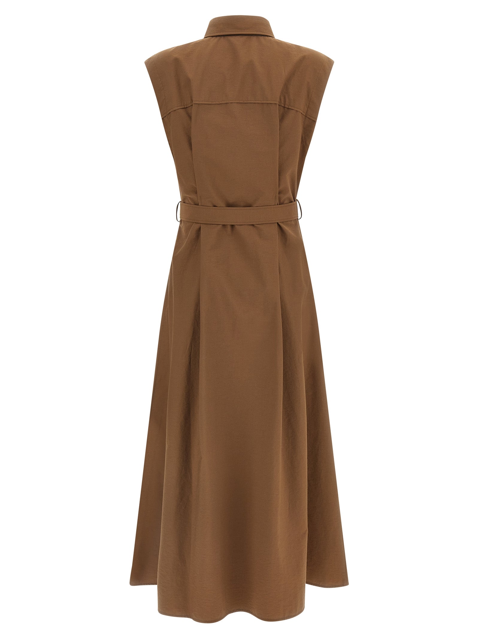 Brown Cotton Midi Dress