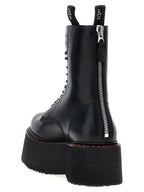 Black Cowhide Lace-Up Boots