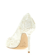 Beige Tencel High Heel Pumps
