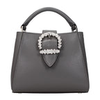 Gray Leather Handbag