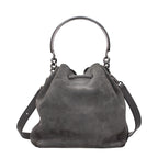 Gray Leather Handbag