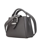 Gray Leather Handbag
