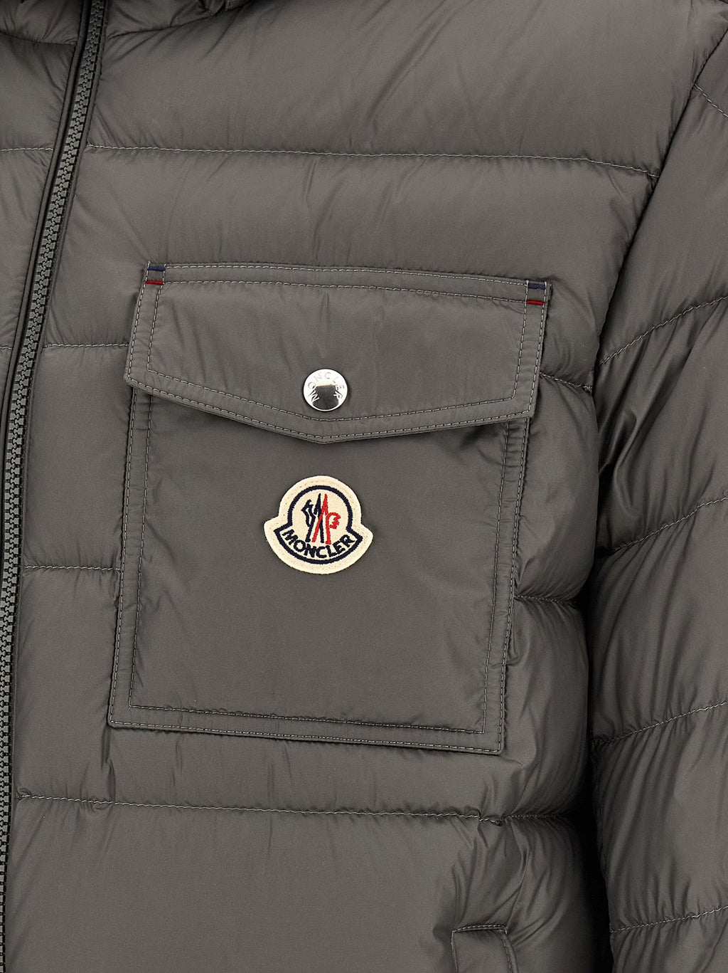 Gray Polyamide Full-Length Jacket