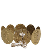 Gold Tone Brass Coin Metal Waist Cintura Belt