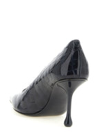 Blue Leather High Heel Pumps
