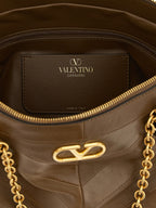 Brown Lamb Leather Shoulder Bag