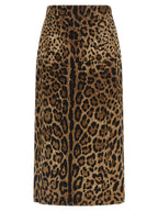 Brown Viscose Midi Skirt