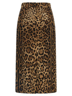Brown Viscose Midi Skirt