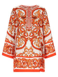 Orange Silk Short Dress