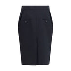 Black Cotton Midi Skirt