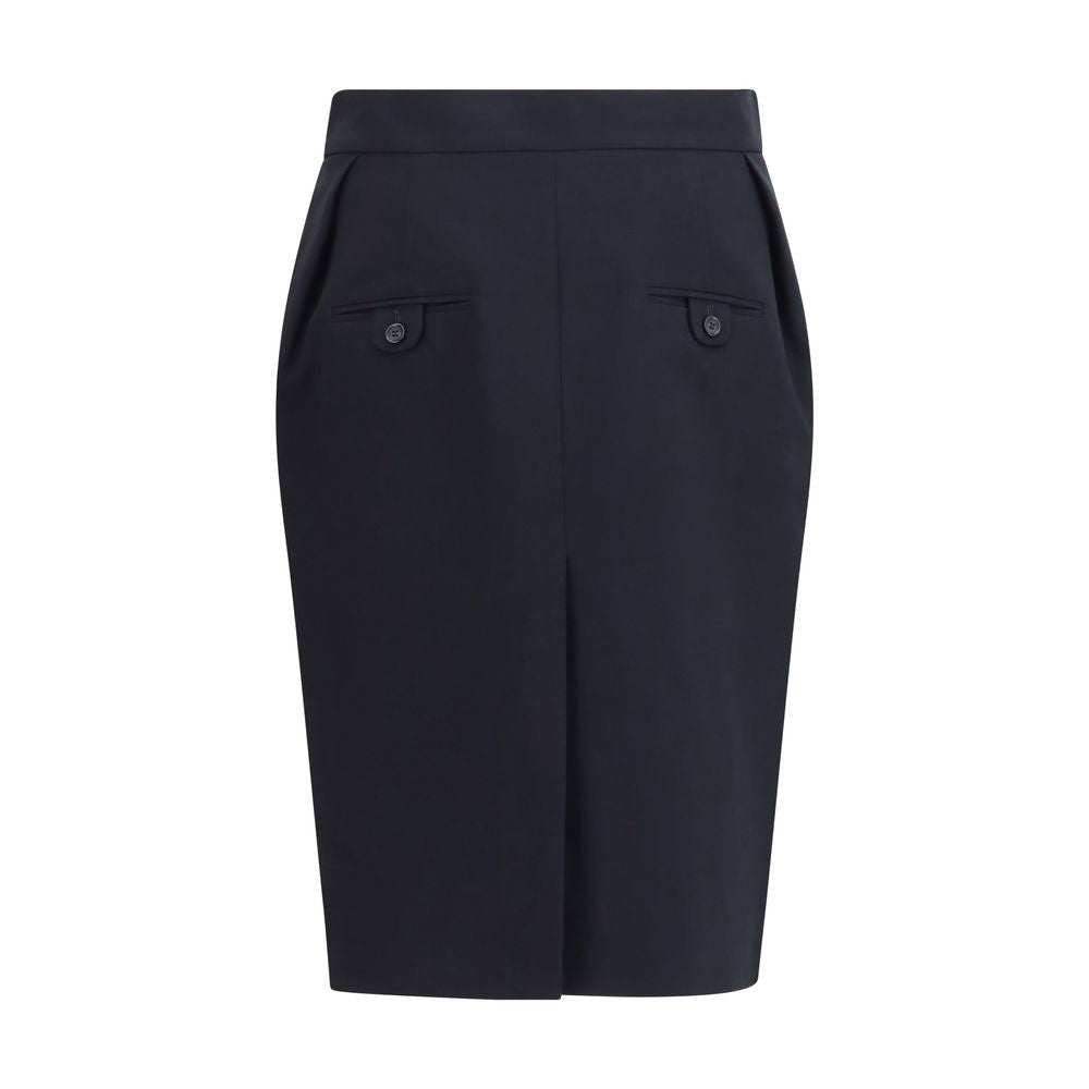 Black Cotton Midi Skirt