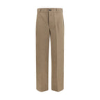 Brown Cotton Casual Pants