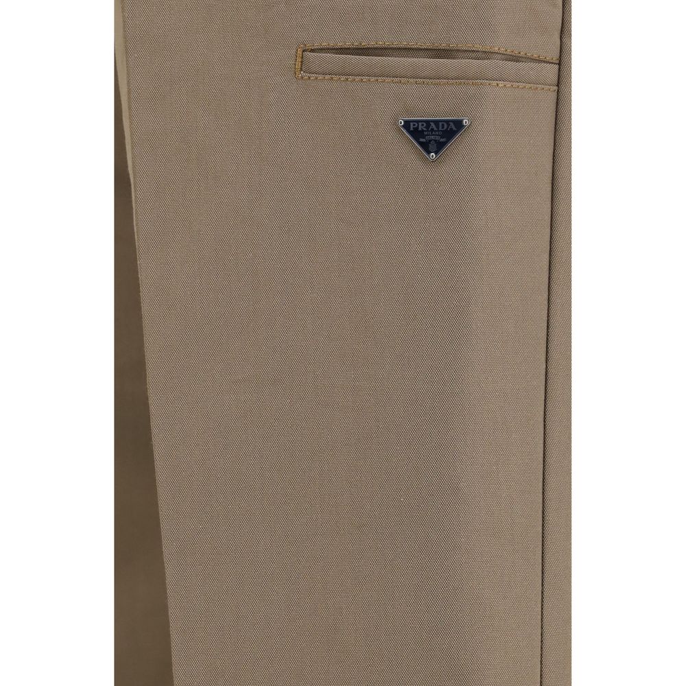 Brown Cotton Casual Pants