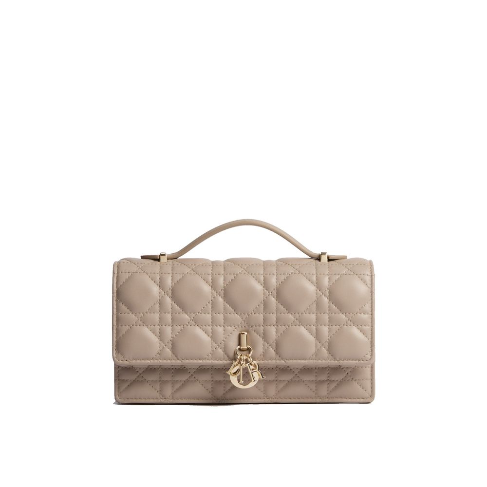 Beige Leather Clutch Bag