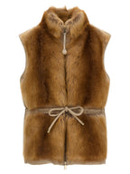 Beige Polyester Sleeveless Jacket