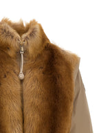 Beige Polyester Sleeveless Jacket