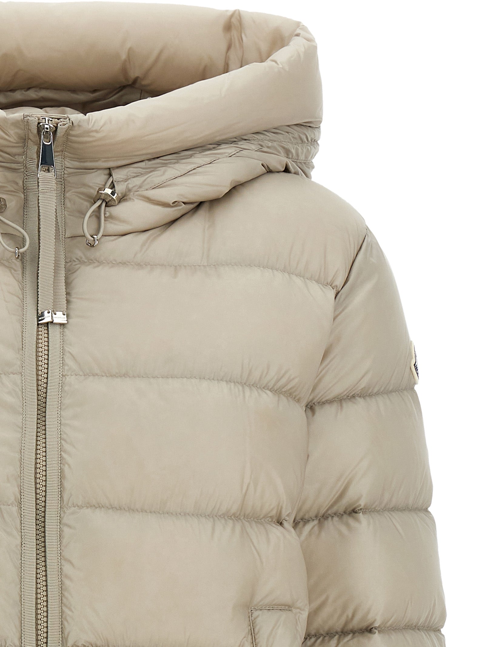 Beige Polyamide Full-Length Jacket