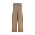 Beige Wool Oves Aries Casual Pants