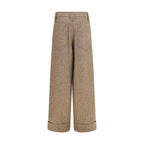 Beige Wool Oves Aries Casual Pants