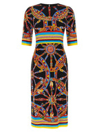 Multicolor Silk Midi Dress