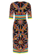 Multicolor Silk Midi Dress