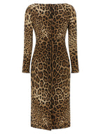 Brown Viscose Midi Dress