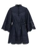 Blue Cotton Short Dress