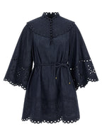 Blue Cotton Short Dress