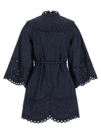 Blue Cotton Short Dress