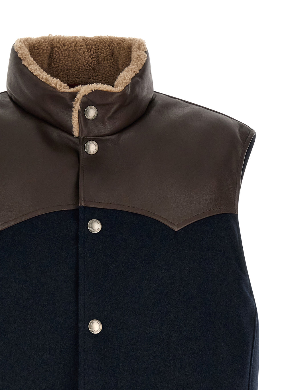Blue Wool Sleeveless Jacket