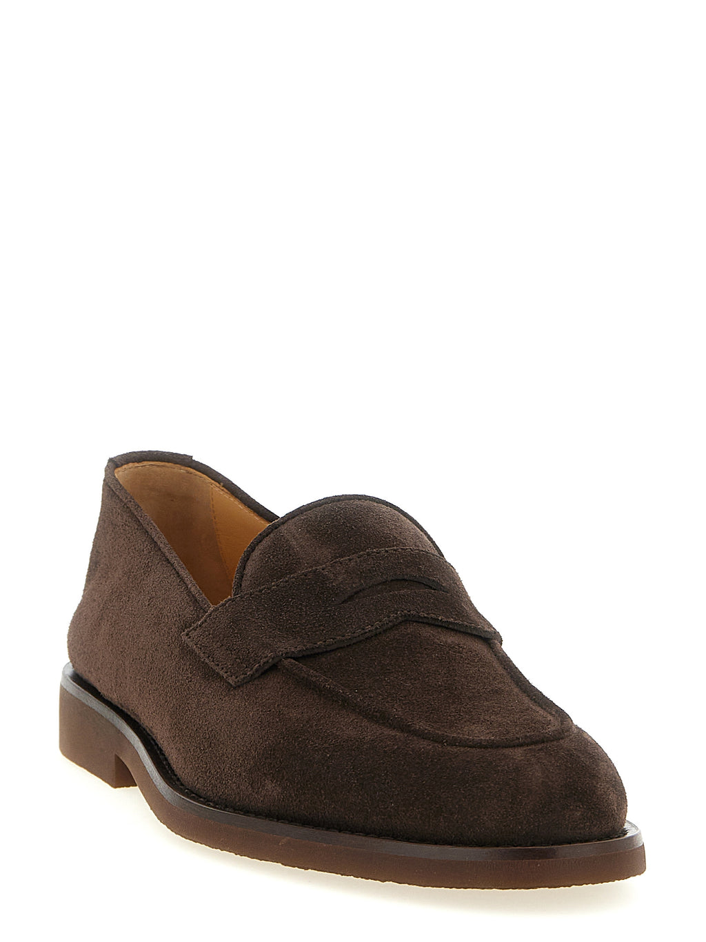 Brown Calfskin Slip-On Loafers