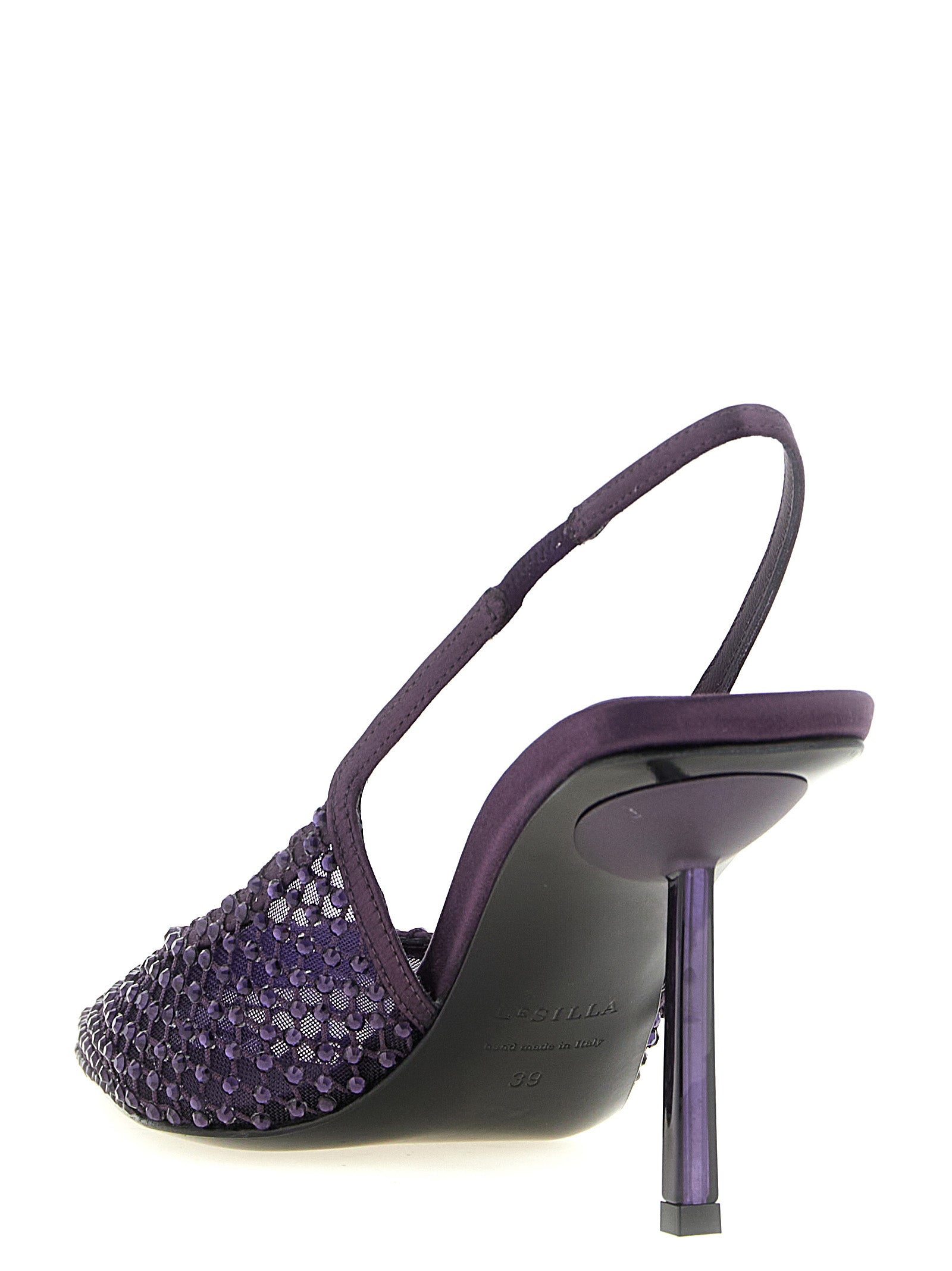 Purple Polyester High Heel Pumps