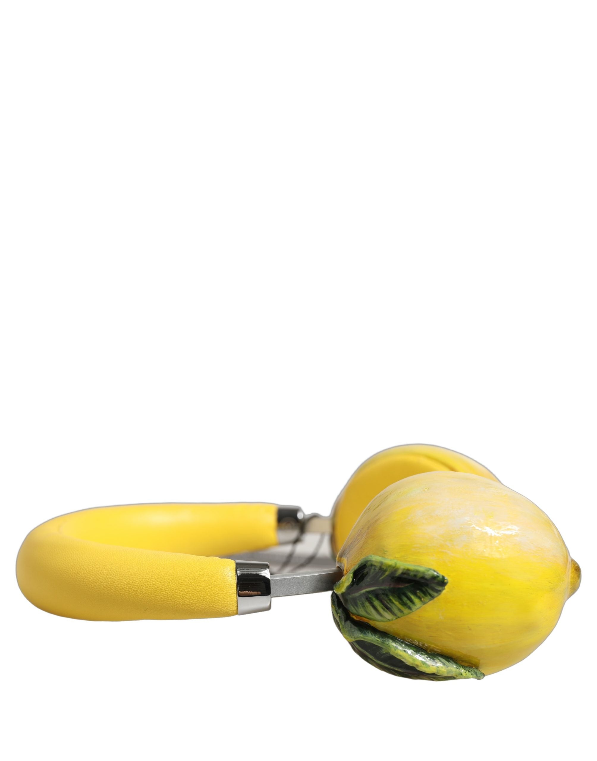 سماعات رأس جلدية صفراء نابضة بالحياة بتصميم ليموني